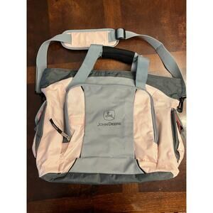 John Deere Pink Gray Diaper Bag Tote Weekend Duffle Bag Preowned